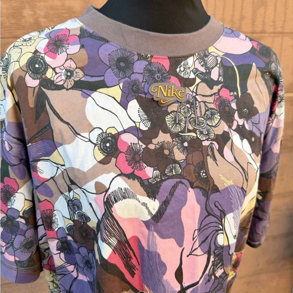 Nike Multicolor Floral Graphic Tee in Purple, Pink & Brown